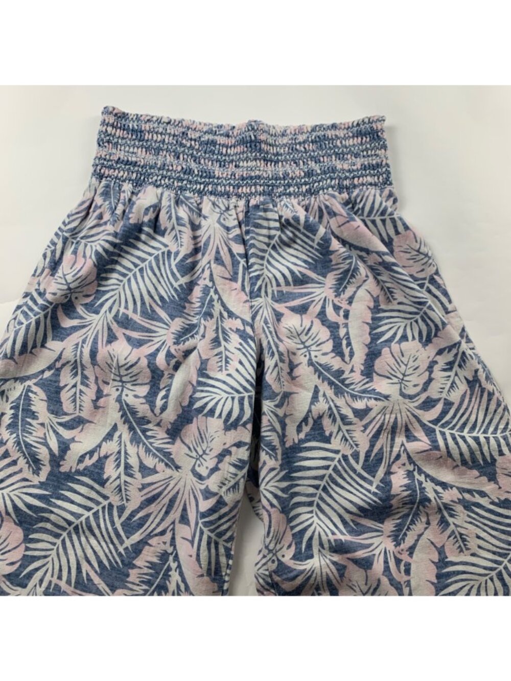 DAHUI Hawaii Linen Blend Pastel Palm Print Wide Leg Lounge Pant XL - Picture 2 of 5